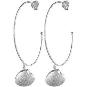 Sheila Fajl Ashley Clamshell Charm Hoop Earrings in Silver Plated NEW